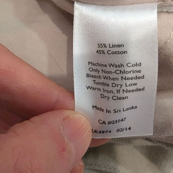 Talbots Heritage Women's Casual Linen Blend Drawstring Pants Beige Wide Leg 16 - Picture 8 of 10